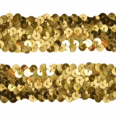 Тесьма с пайетками D16, шир. 30 мм/уп. 25+/-1 м, цвет золото - купить в Междуреченске. Цена: 1 087.39 руб.