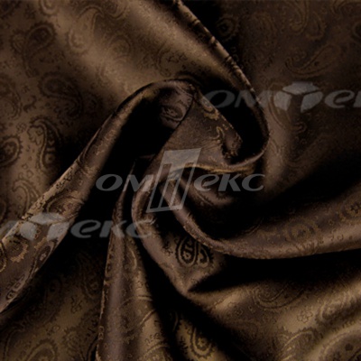 Ткань подкладочная жаккард Р14098, 19-1217/коричневый, 85 г/м2, шир. 150 см, 230T - купить в Междуреченске. Цена 166.45 руб.