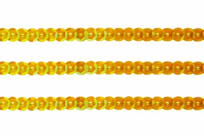 Пайетки "ОмТекс" на нитях, CREAM, 6 мм С / упак.73+/-1м, цв. 92 - золото - купить в Междуреченске. Цена: 484.77 руб.