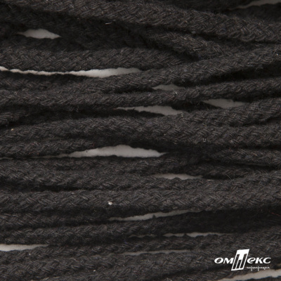 Шнур плетеный d-6 мм круглый, 70% хлопок 30% полиэстер, уп.90+/-1 м, цв.1078-черный - купить в Междуреченске. Цена: 588 руб.