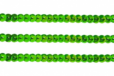 Пайетки "ОмТекс" на нитях, CREAM, 6 мм С / упак.73+/-1м, цв. 94 - зеленый - купить в Междуреченске. Цена: 297.48 руб.