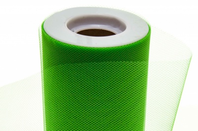 Фатин в шпульках 16-146, 10 гр/м2, шир. 15 см (в нам. 25+/-1 м), цвет зелёный - купить в Междуреченске. Цена: 100.69 руб.