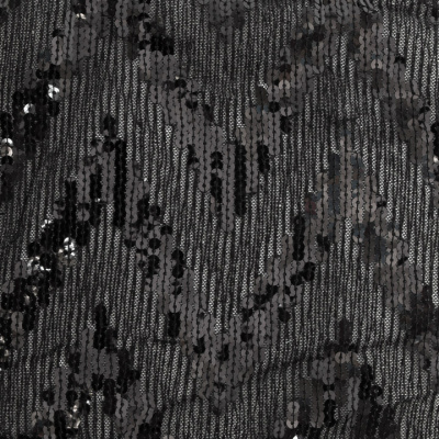 Трикотажное полотно с пайетками, шир.130 см, #311-бахрома чёрная - купить в Междуреченске. Цена 1 183.35 руб.