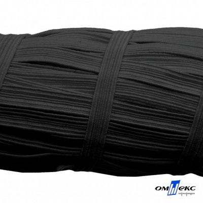 Резиновые нити с текстильным покрытием, шир. 6 мм (55 м/уп), цв.-черный - купить в Междуреченске. Цена: 210.75 руб.