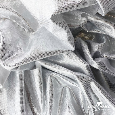 Трикотажное полотно голограмма, шир.140 см, #602 -белый/серебро - купить в Междуреченске. Цена 385.88 руб.