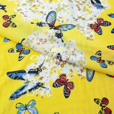 Плательная ткань "Софи" 7.2, 75 гр/м2, шир.150 см, принт бабочки - купить в Междуреченске. Цена 241.49 руб.