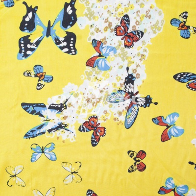 Плательная ткань "Софи" 7.2, 75 гр/м2, шир.150 см, принт бабочки - купить в Междуреченске. Цена 241.49 руб.