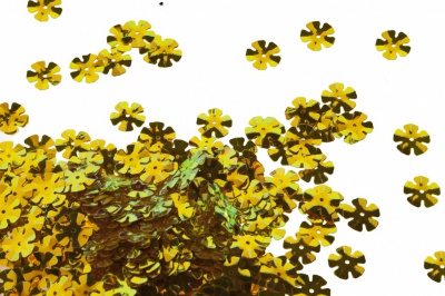 Пайетки "ОмТекс" россыпью,DOUBLE SIDED GOLD,цветок 14 мм/упак.50 гр, цв. 0460-золото - купить в Междуреченске. Цена: 80.12 руб.