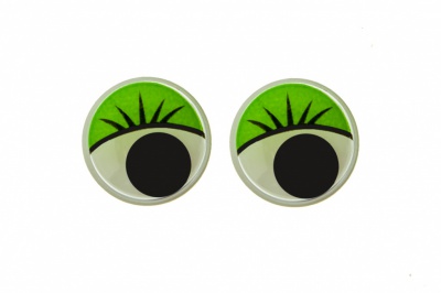 Глазки для игрушек, круглые, с бегающими зрачками, 15 мм/упак.50+/-2 шт, цв. -зеленый - купить в Междуреченске. Цена: 113.01 руб.