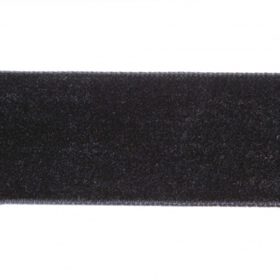 Лента бархатная нейлон, шир.25 мм, (упак. 45,7м), цв.03-черный - купить в Междуреченске. Цена: 800.84 руб.
