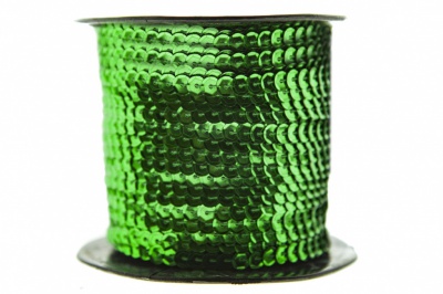 Пайетки "ОмТекс" на нитях, SILVER-BASE, 6 мм С / упак.73+/-1м, цв. 4 - зеленый - купить в Междуреченске. Цена: 484.77 руб.