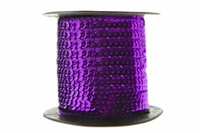 Пайетки "ОмТекс" на нитях, SILVER-BASE, 6 мм С / упак.73+/-1м, цв. 12 - фиолет - купить в Междуреченске. Цена: 300.55 руб.