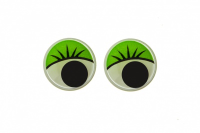 Глазки для игрушек, круглые, с бегающими зрачками, 12 мм/упак.50+/-2 шт, цв. -зеленый - купить в Междуреченске. Цена: 95.04 руб.