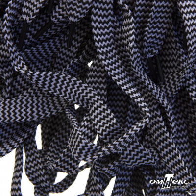 Шнурки #107-07, плоские 130 см, двухцветные цв.серый/чёрный - купить в Междуреченске. Цена: 23.03 руб.