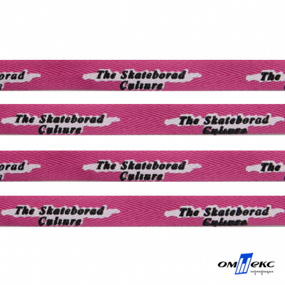 Тесьма отделочная (киперная) 10 мм, 100% хлопок,"THE SKATEBOARD CULIURE"(45 м) цв.121-26 -яр.розовый - купить в Междуреченске. Цена: 850.62 руб.