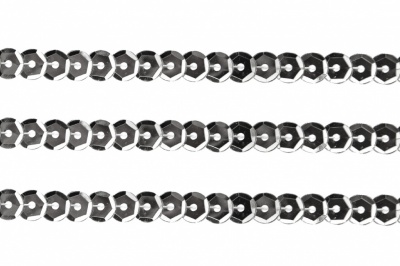 Пайетки "ОмТекс" на нитях, SILVER-BASE, 6 мм С / упак.73+/-1м, цв. 1 - серебро - купить в Междуреченске. Цена: 468.37 руб.