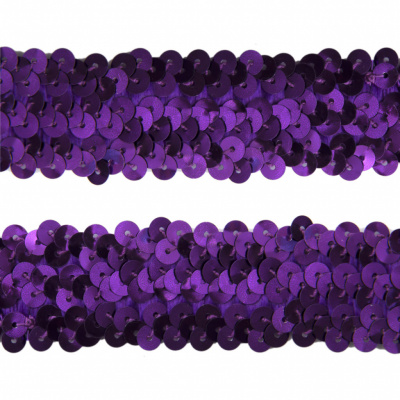 Тесьма с пайетками 12, шир. 30 мм/уп. 25+/-1 м, цвет фиолет - купить в Междуреченске. Цена: 1 098.48 руб.