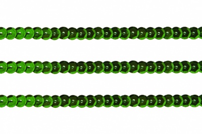 Пайетки "ОмТекс" на нитях, SILVER-BASE, 6 мм С / упак.73+/-1м, цв. 4 - зеленый - купить в Междуреченске. Цена: 484.77 руб.