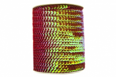 Пайетки "ОмТекс" на нитях, CREAM, 6 мм С / упак.73+/-1м, цв. 96 - красный - купить в Междуреченске. Цена: 484.77 руб.