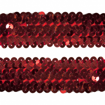 Тесьма с пайетками 3, шир. 30 мм/уп. 25+/-1 м, цвет красный - купить в Междуреченске. Цена: 1 098.48 руб.